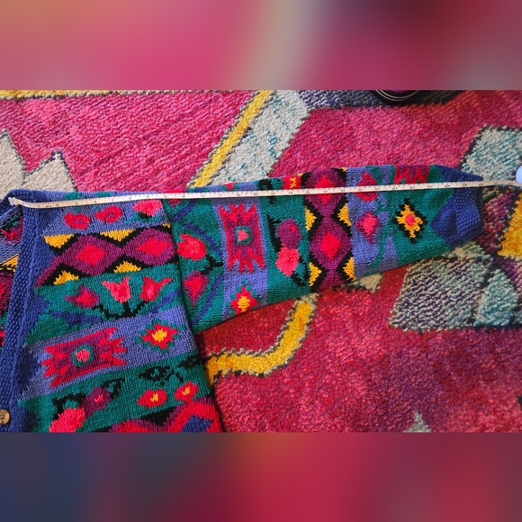 Vintage L.L. Bean Sweater Cardigan Colorful Button Up Geometric VTG - Picture 10 of 10